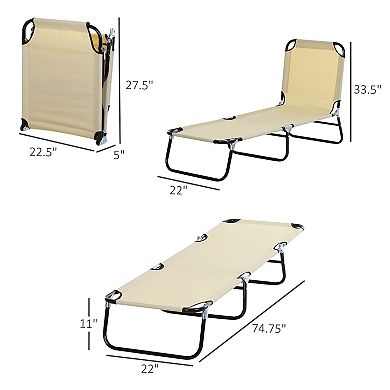5-position Poolside Lawn Reclining Beach Chair Chaise Lounge Folding Sun Lounger