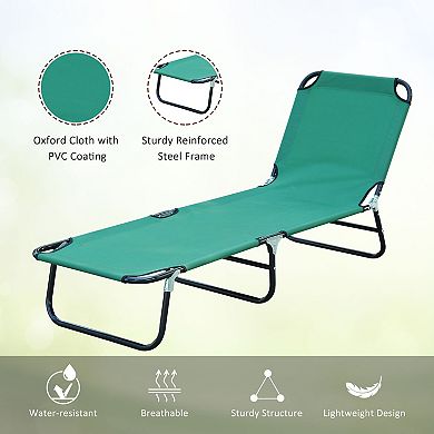 Outsunny Outdoor Sun Lounger Folding Chaise Lounge Chair w/ 4 Position Adjustable Backrest for Beach Poolside and Patio Black