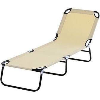5-position Poolside Lawn Reclining Beach Chair Chaise Lounge Folding Sun Lounger