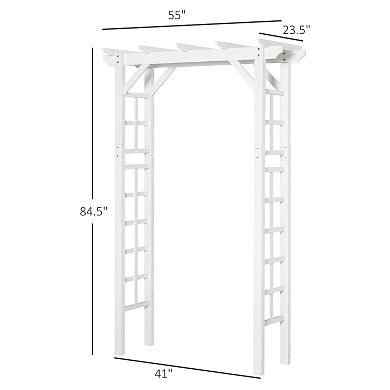 7 Ft Natural Wooden Backyard Pergola W/ Side Panel For Climbing Vines