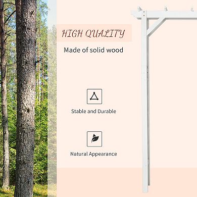 Outsunny 7' Wood Steel Outdoor Garden Arched Trellis Arbor with Natural Fir Wood and Side Panel Climbing Vines White