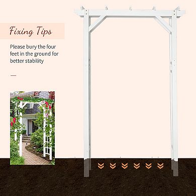 Outsunny 7' Wood Steel Outdoor Garden Arched Trellis Arbor with Natural Fir Wood and Side Panel Climbing Vines White