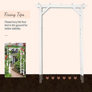 7 Ft Natural Wooden Backyard Pergola W/ Side Panel For Climbing Vines