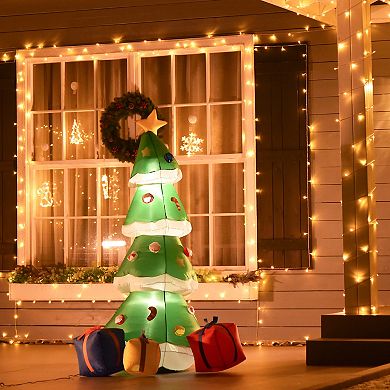 HOMCOM 6 ft Christmas Inflatable Christmas Tree with Presents Outdoor Blow Up Yard Decoration with LED Lights Display