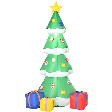 HOMCOM 6 ft Christmas Inflatable Christmas Tree with Presents Outdoor Blow Up Yard Decoration with LED Lights Display