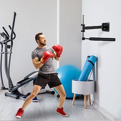 Soozier Wall Mount Reflex Boxing Trainer 360 degree Rotating Rapid Boxing Bar with Punching Ball Height Adjustable for Home Gym
