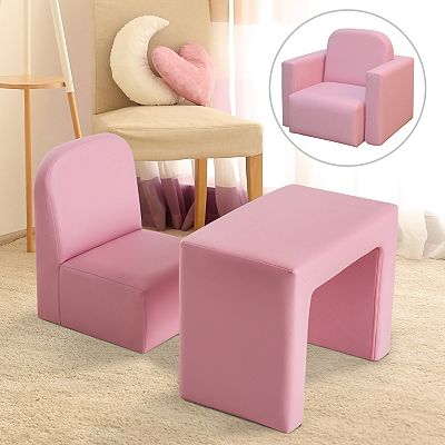 Qaba 2-in-1 Multifunctional Convertible Kids Table And Chair