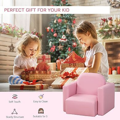 Qaba 2-in-1 Kids Sofa, Convertible Table and Chair Set