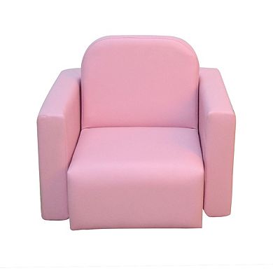 Qaba 2 in 1 Kids Sofa Set Multifunctional Toddler Couch Convertible Table and Chair Set for Boys Girls Pink