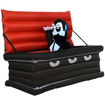 HOMCOM Inflatable Halloween Vampire Coffin Yard Decoration Waterproof Light Up