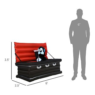 HOMCOM Inflatable Halloween Vampire Coffin Yard Decoration Waterproof Light Up