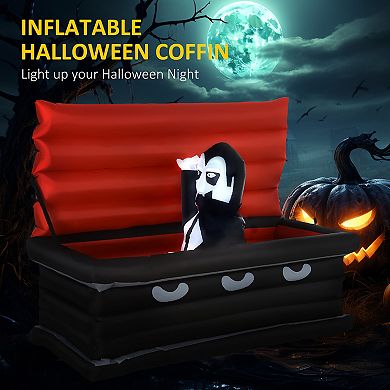 HOMCOM Inflatable Halloween Vampire Coffin Yard Decoration Waterproof Light Up