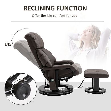 HOMCOM Massage Recliner Chair, Footrest, 360 Swivel Lounger w/ Ottoman
