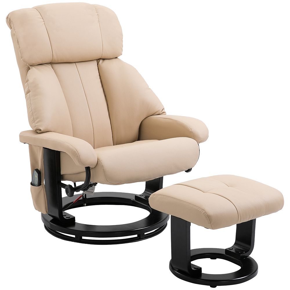 HOMCOM Massage Recliner Chair with Footstool, 360Â° Swivel Recliner