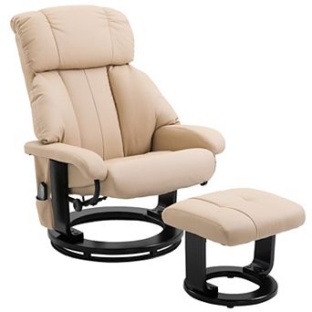 HOMCOM Massage Recliner Chair, Footrest, 360 Swivel Lounger w/ Ottoman