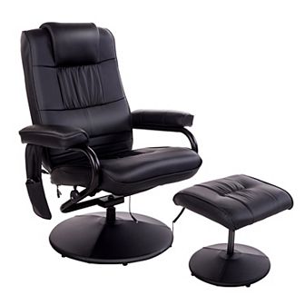 Homcom Massage Recliner Chair With Footstool, 360° Swivel Recliner