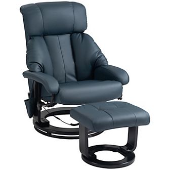 HOMCOM Massage Recliner Chair, Footrest, 360 Swivel Lounger w/ Ottoman