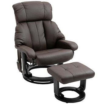HOMCOM Massage Recliner Chair, Footrest, 360 Swivel Lounger w/ Ottoman