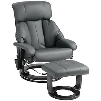 Homcom Massage Recliner Chair With Footstool, 360° Swivel Recliner