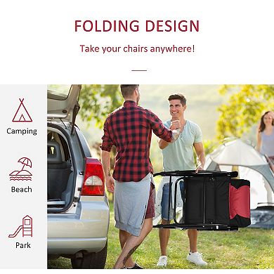 Outsunny 2 Piece Folding Rocking Chair Set with Armrests Padded Seat and Backrest Navy Blue and Grey