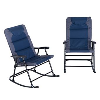 Outsunny 2 pc Folding Rocking Camping Chairs, Oversized Rockers