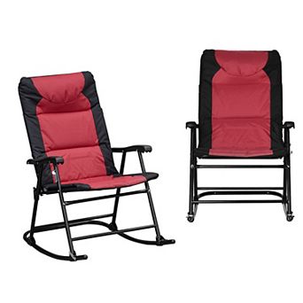 Outsunny 2 pc Folding Rocking Camping Chairs, Oversized Rockers