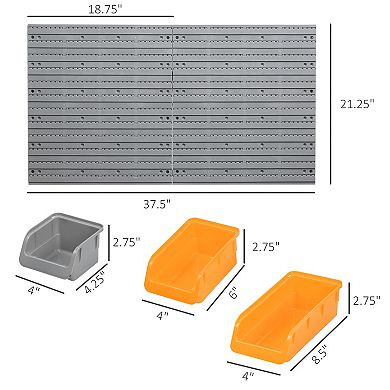 DURHAND 44 Piece Wall Mounted Pegboard Tool Organizer Rack Kit,