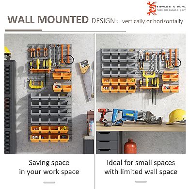 DURHAND 44 Piece Wall Mounted Pegboard Tool Organizer Rack Kit,