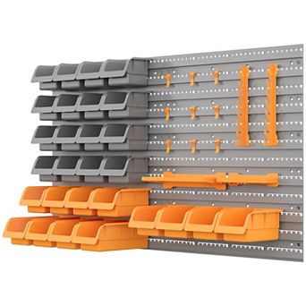 DURHAND 44 pc Wall Mounted Pegboard Tool Organizer Rack Kit