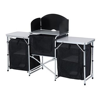 Folding Camping Kitchen Cabinet Picnic Table Cupboard Cooking Storage Travel