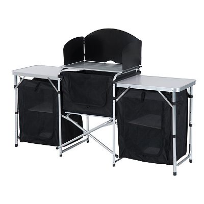 Folding Camping Kitchen Cabinet Picnic Table Cupboard Cooking