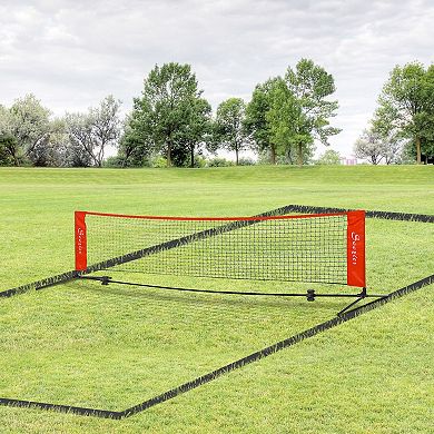 Soozier 23 ft Portable Soccer Tennis/Pickleball/Badminton/Mini Tennis Net w/ Sideline for Training with Included Storage Bag Red