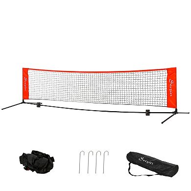 Soozier 23 ft Portable Soccer Tennis/Pickleball/Badminton/Mini Tennis Net w/ Sideline for Training with Included Storage Bag Red