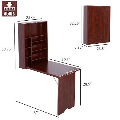 Wall Mount Writing Table Convertible Folding Computer Desk Storage Home Office