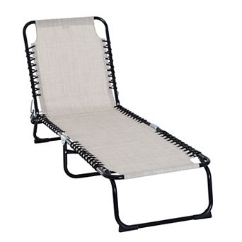 Foldable Beach Chaise Lounge 4 Adjustable Positions Tanning Chair, Gray