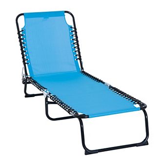 Foldable Beach Chaise Lounge 4 Adjustable Positions Tanning Chair, Gray