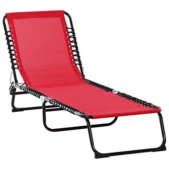 Foldable Beach Chaise Lounge 4 Adjustable Positions Tanning Chair, Gray