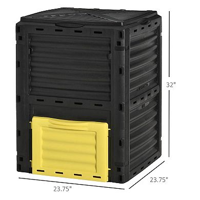 Outsunny Garden Compost Bin 80 Gallon Outdoor Large Capacity Composter Fast Create Fertile Soil Aerating Box Easy Assembly Yellow
