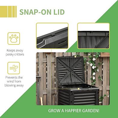 Outsunny Garden Compost Bin 80 Gallon Outdoor Large Capacity Composter Fast Create Fertile Soil Aerating Box Easy Assembly Yellow