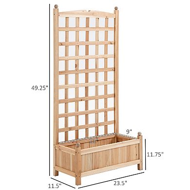 Outsunny 12" x 12" x 49" Raised Garden Bed with Trellis Board Back and Strong Wooden Design and Materials