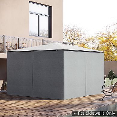 Outsunny 10' x 12' Universal Gazebo Sidewall Set with 4 Panels Hooks/C Rings Included for Pergolas and Cabanas Brown