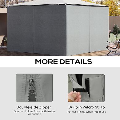 Outsunny 10' x 12' Universal Gazebo Sidewall Set with 4 Panels Hooks/C Rings Included for Pergolas and Cabanas Brown