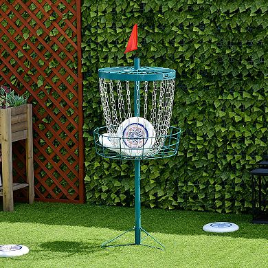 Soozier Portable Disc Golf Basket Target with 24 Chain Transit Bag Blue