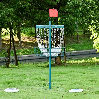 Soozier Portable Disc Golf Basket Target with 24 Chain Transit Bag Blue