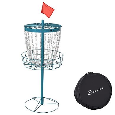 Soozier Portable Disc Golf Basket Target with 24 Chain Transit Bag Blue
