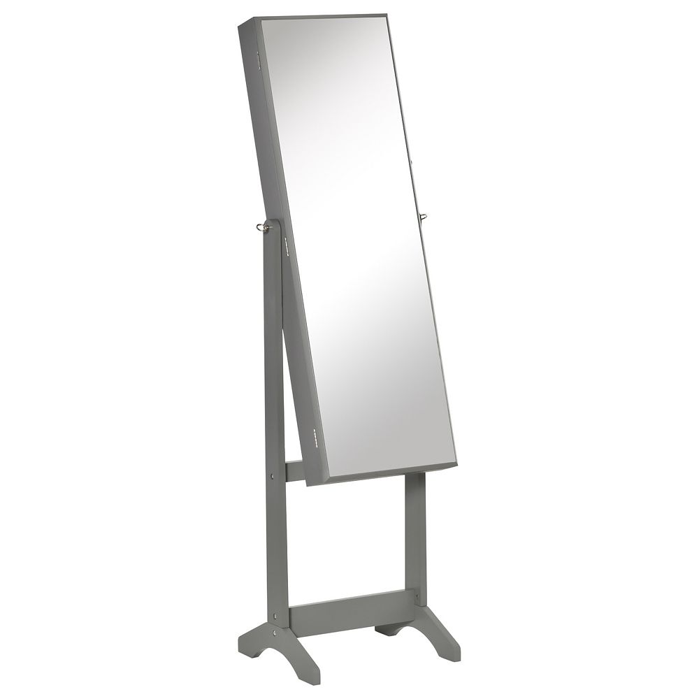 60 Full length Mirror Jewelry Storage Armoire W Lockable Door Key White