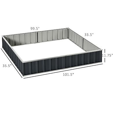 Outsunny 8x3ft Metal Raised Garden Bed DIY Large Steel Planter Box No Bottom w/ A Pairs of Glove for Backyard Patio to Grow Vegetables Herbs and Flowers Green