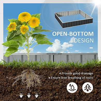 Metal Raised Garden Bed No Bottom Diy Large Steel Planter Box W/ Gloves