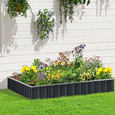 Outsunny 8x3ft Metal Raised Garden Bed DIY Large Steel Planter Box No Bottom w/ A Pairs of Glove for Backyard Patio to Grow Vegetables Herbs and Flowers Green