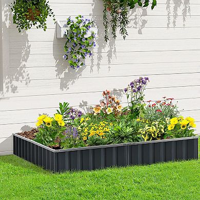 Metal Raised Garden Bed No Bottom Diy Large Steel Planter Box W/ Gloves